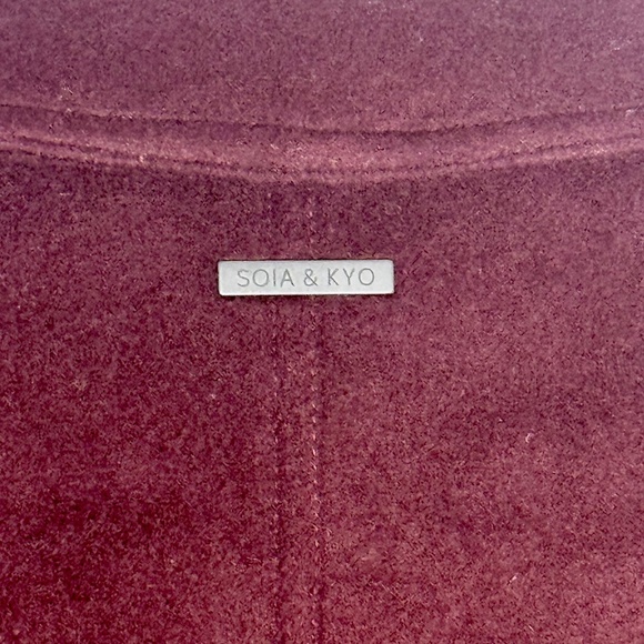 Soia & Kyo Logen Bordeaux Wine Wool Cashmere Blend Men’s Peacoat Size M - Picture 10 of 10